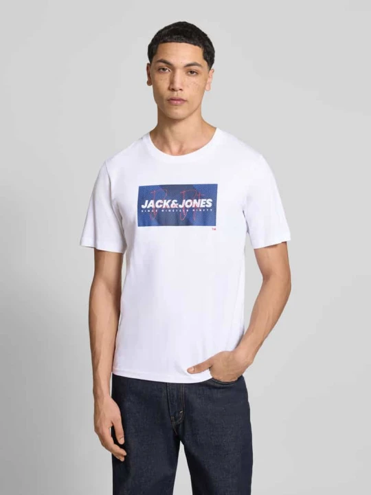 Zdjęcie produktu t-shirt o kroju regular fit z czystej bawełny model 'COLE' Jack&Jones Biały