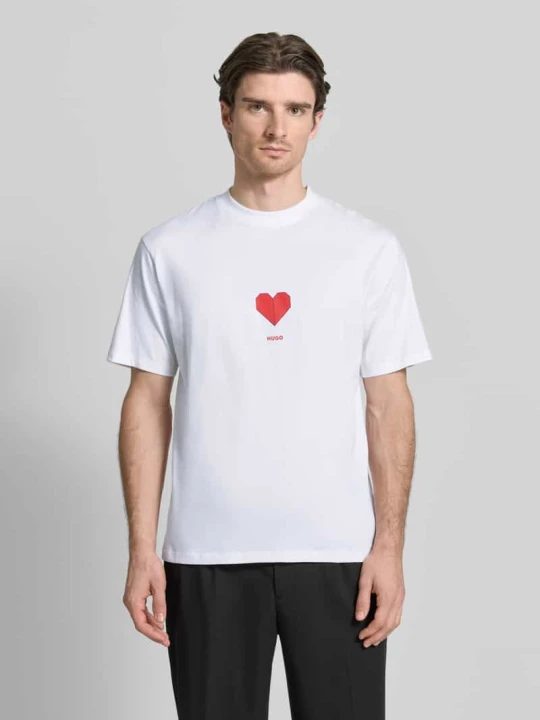 Zdjęcie produktu T-shirt o kroju regular fit z czystej bawełny, model „DALENTIN” Hugo Biały