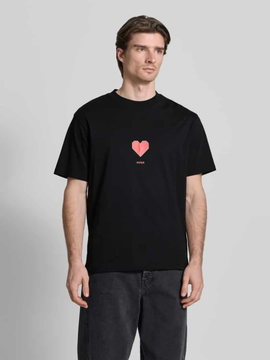 Zdjęcie produktu T-shirt o kroju regular fit z czystej bawełny, model „DALENTIN” Hugo Czarny