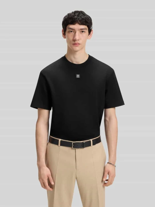 Zdjęcie produktu T-shirt o kroju regular fit z czystej bawełny model ‘DALILE’ Hugo Czarny