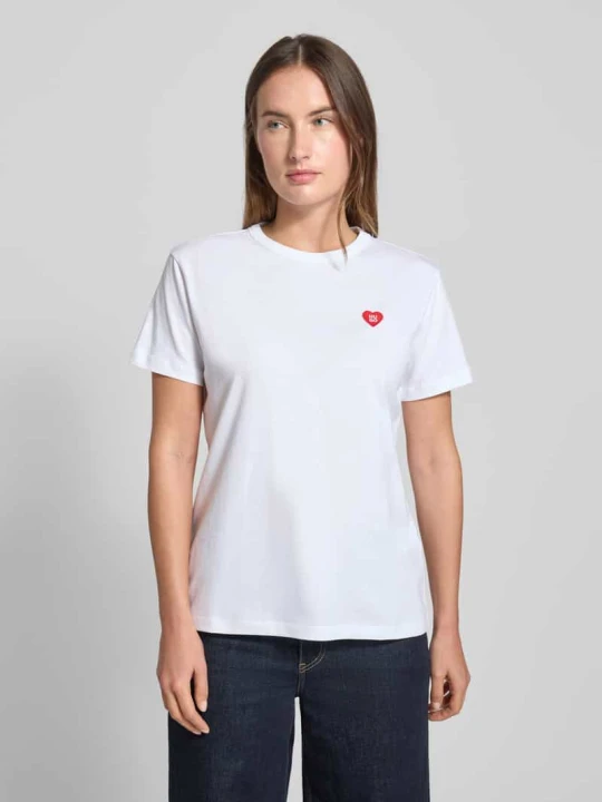 Zdjęcie produktu T-shirt o kroju regular fit z czystej bawełny model ‘DAMACIA’ Hugo Biały