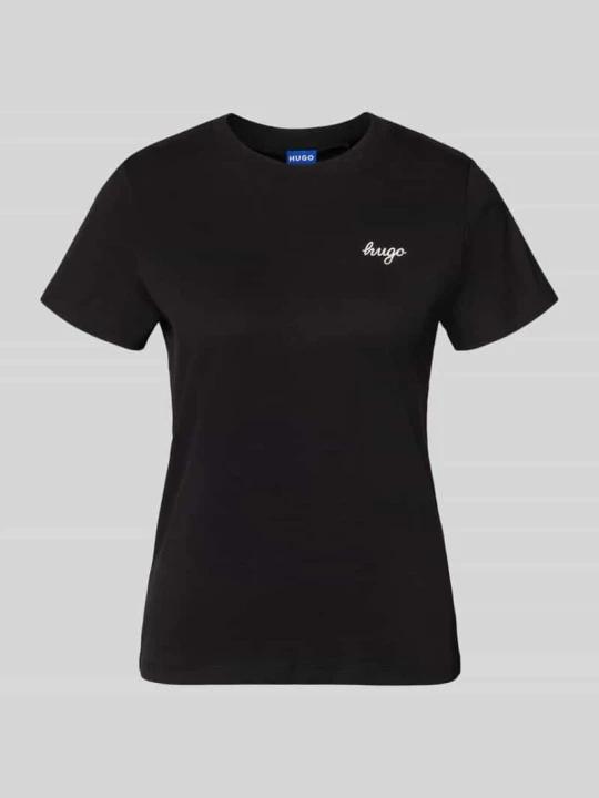 Zdjęcie produktu t-shirt o kroju regular fit z czystej bawełny model 'Damatee_B' Hugo Czarny