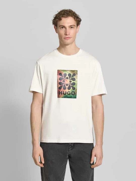 Zdjęcie produktu t-shirt o kroju regular fit z czystej bawełny model 'DAMORU' Hugo Gliniany
