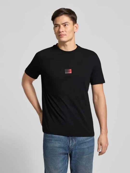 Zdjęcie produktu T-shirt o kroju regular fit z czystej bawełny model 'DANOTIE' Hugo Czarny