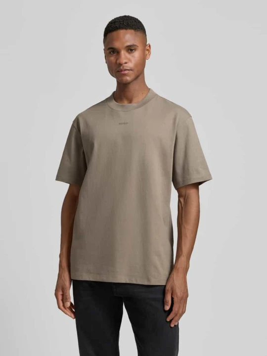 Zdjęcie produktu t-shirt o kroju regular fit z czystej bawełny model 'DAPOLINO' Hugo Jasnobrązowy
