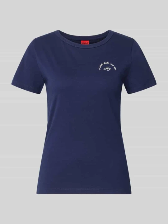 Zdjęcie produktu t-shirt o kroju regular fit z czystej bawełny model 'DELORIS_5' Hugo Granatowy
