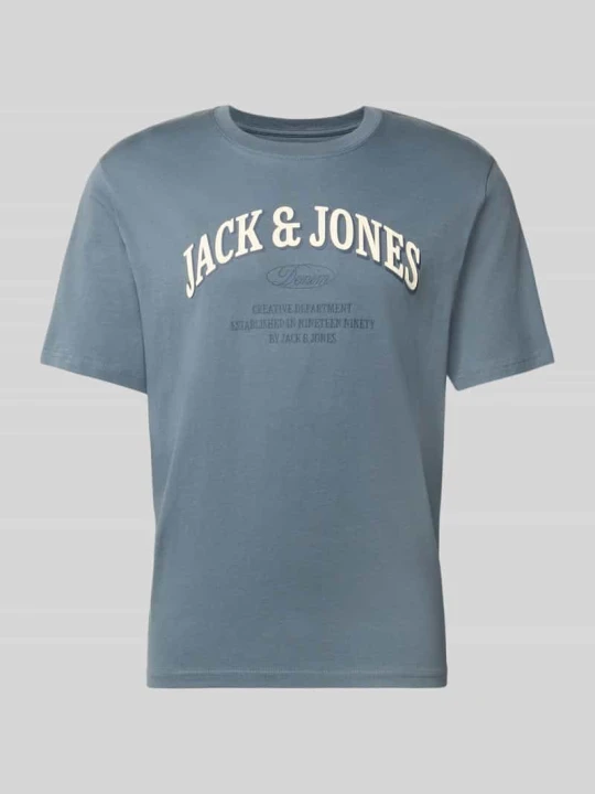 Zdjęcie produktu t-shirt o kroju regular fit z czystej bawełny model 'Denver' Jack&Jones Niebieski