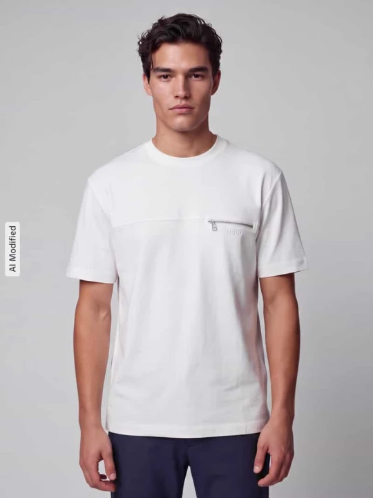 Zdjęcie produktu t-shirt o kroju regular fit z czystej bawełny model 'Derenn' Hugo Biały