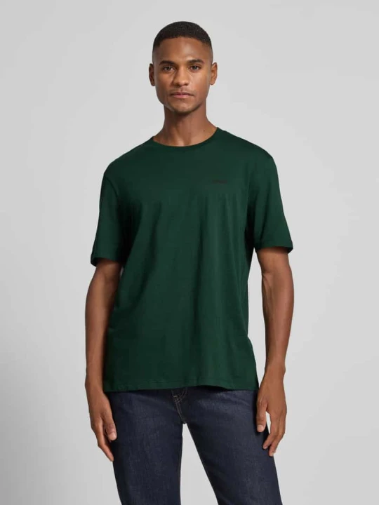 Zdjęcie produktu T-shirt o kroju regular fit z czystej bawełny model ‘DERO’ Hugo Ciemnozielony