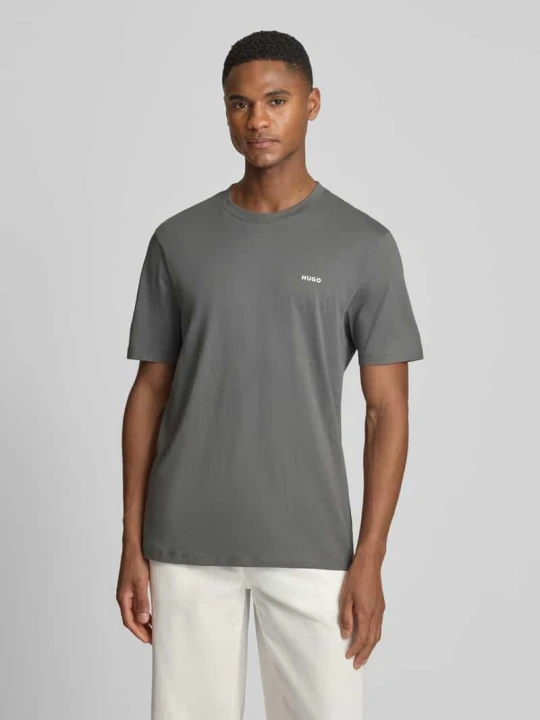 Zdjęcie produktu T-shirt o kroju regular fit z czystej bawełny model 'DERO222' Hugo Antracytowy