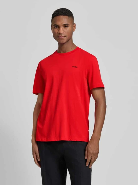 Zdjęcie produktu T-shirt o kroju regular fit z czystej bawełny model 'DERO222' Hugo Czerwony