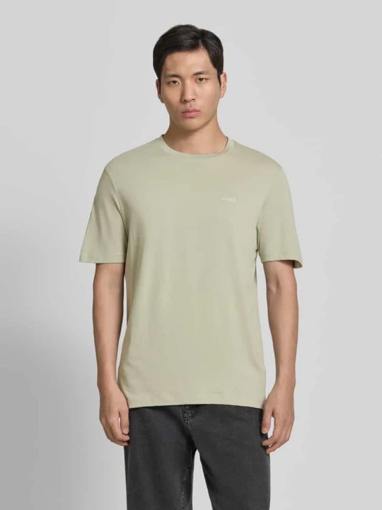 Zdjęcie produktu T-shirt o kroju regular fit z czystej bawełny model 'DERO222' Hugo Trawiasty zielony