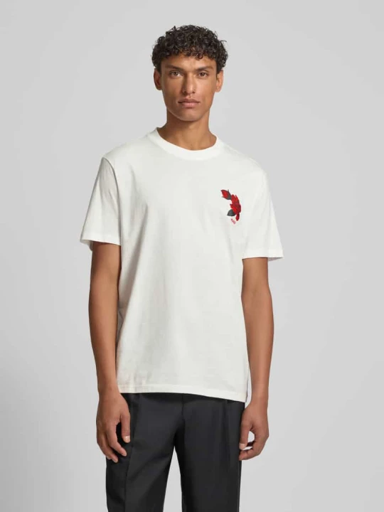 Zdjęcie produktu t-shirt o kroju regular fit z czystej bawełny model 'DIKERD' Hugo Biały