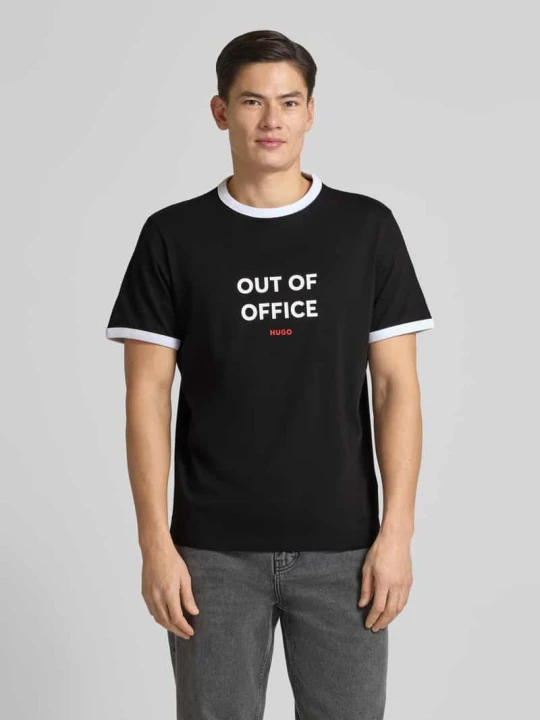 Zdjęcie produktu T-shirt o kroju regular fit z czystej bawełny model 'DOFFICE' Hugo Czarny
