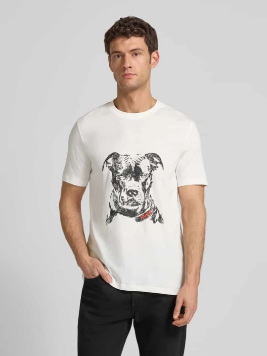 Zdjęcie produktu T-shirt o kroju regular fit z czystej Bawełna Model 'DUBROX' Hugo Biały