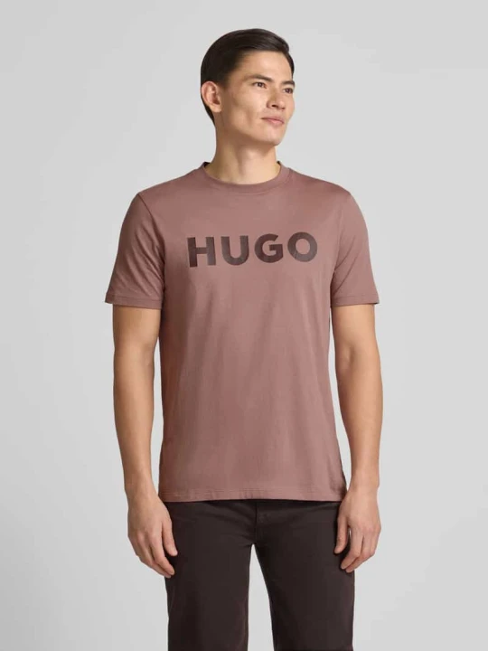 Zdjęcie produktu T-shirt o kroju regular fit z czystej bawełny model „DULIVIO” Hugo Brudnoróżowy