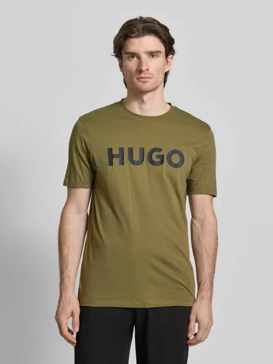 Zdjęcie produktu T-shirt o kroju regular fit z czystej bawełny model „DULIVIO” Hugo Zielony