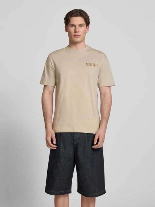 Zdjęcie produktu t-shirt o kroju regular fit z czystej bawełny model 'FRED' Only & Sons Beżowy