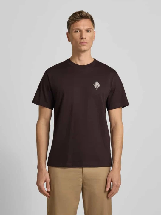 Zdjęcie produktu T-shirt o kroju regular fit z czystej bawełny model ‘JERSEY LOURD’ Lacoste Czekoladowy