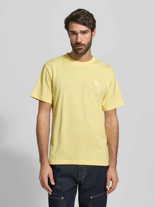 Zdjęcie produktu T-shirt o kroju regular fit z czystej bawełny model ‘JERSEY LOURD’ Lacoste Jasnożółty
