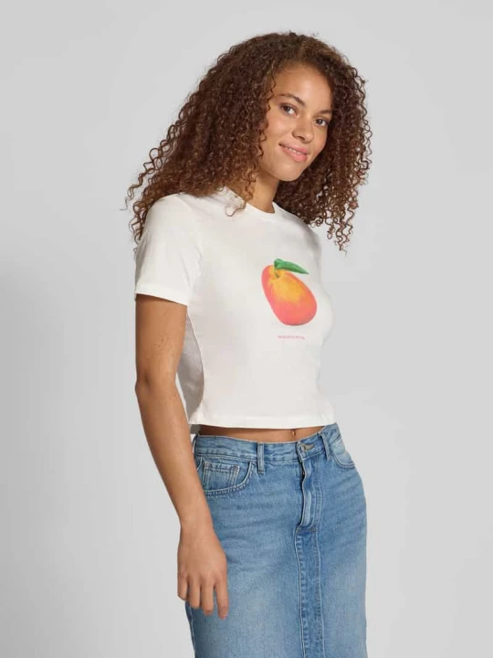 Zdjęcie produktu T-shirt o kroju regular fit z czystej bawełny model ‘KELLY LIFE’ Only Złamany biały