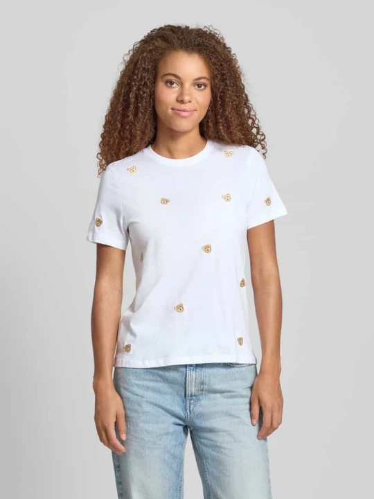 Zdjęcie produktu T-shirt o kroju regular fit z czystej bawełny model ‘KETTY LIFE’ Only Biały