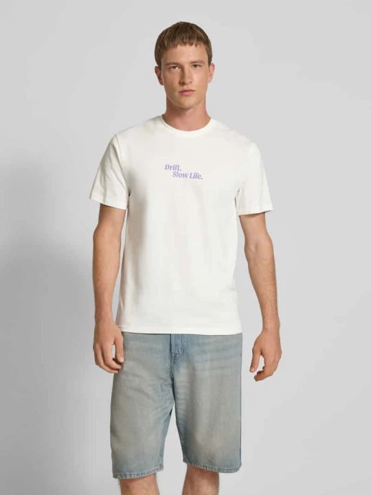 Zdjęcie produktu T-shirt o kroju regular fit z czystej bawełny model ‘KYE’ Only & Sons Biały