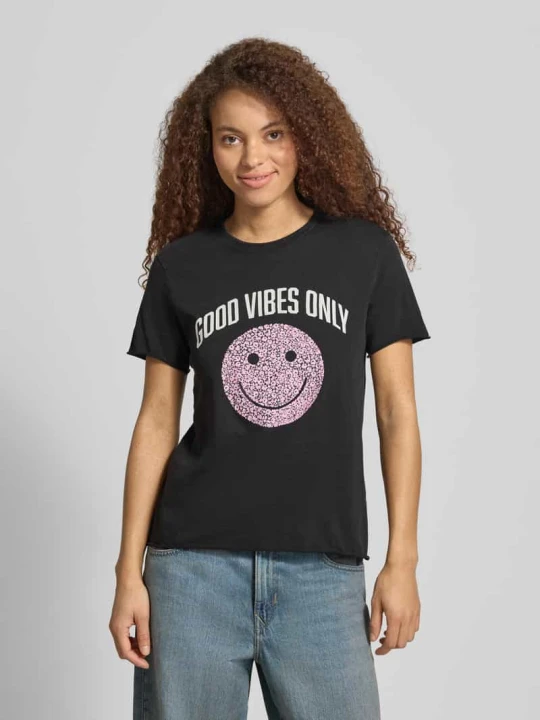 Zdjęcie produktu t-shirt o kroju regular fit z czystej bawełny model 'LISA LIFE LUCY' Only Czarny