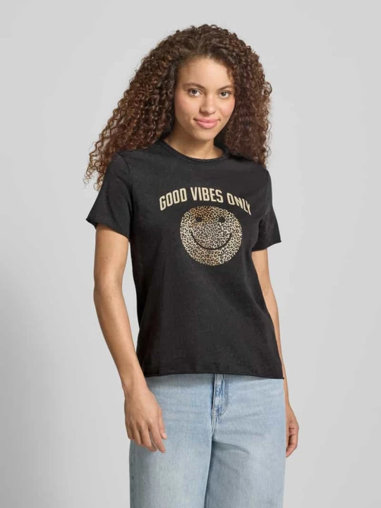 Zdjęcie produktu t-shirt o kroju regular fit z czystej bawełny model 'LISA LIFE LUCY' Only Czarny