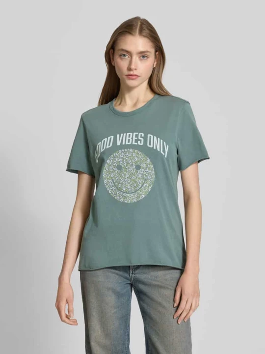 Zdjęcie produktu T-shirt o kroju regular fit z czystej bawełny model ‘LISA’ Only Trzcinowy
