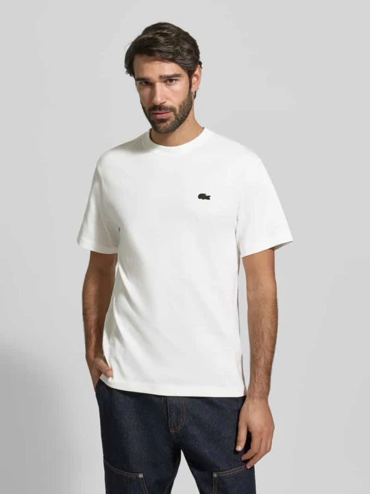 Zdjęcie produktu T-shirt o kroju regular fit z czystej bawełny model „LOURD” Lacoste Biały