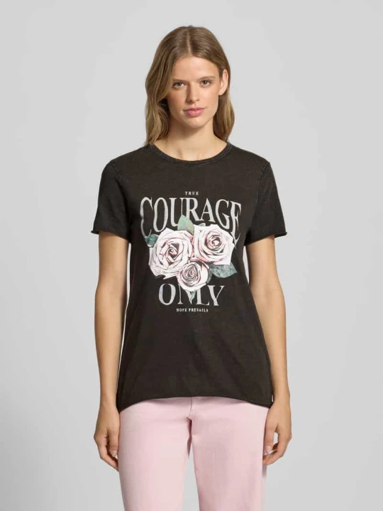 Zdjęcie produktu T-shirt o kroju regular fit z czystej bawełny model ‘LUCY’ Only Czarny