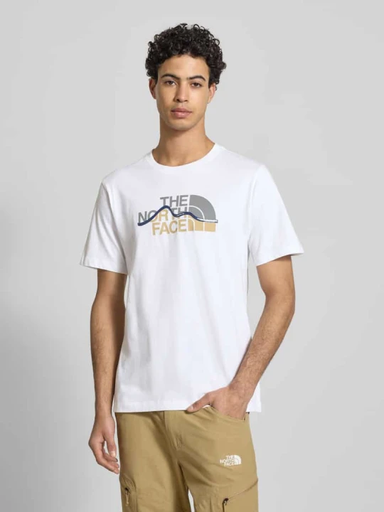 Zdjęcie produktu T-shirt o kroju regular fit z czystej Bawełna Model 'MOUNTAIN LINE' The North Face Biały