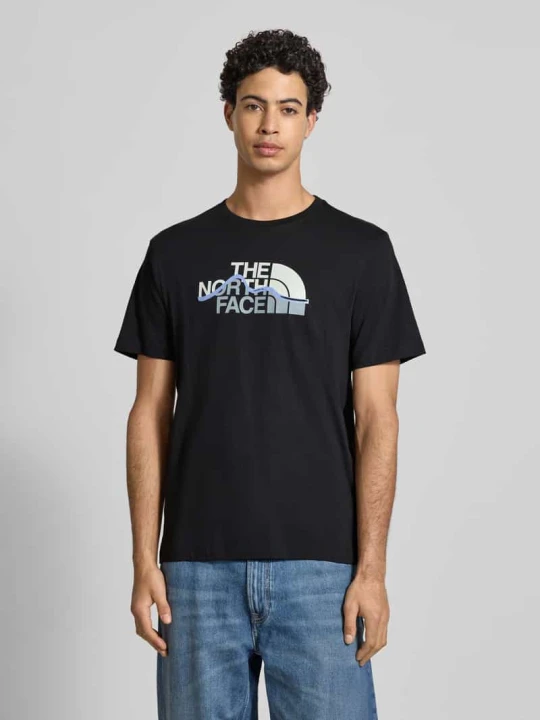 Zdjęcie produktu T-shirt o kroju regular fit z czystej Bawełna Model 'MOUNTAIN LINE' The North Face Czarny