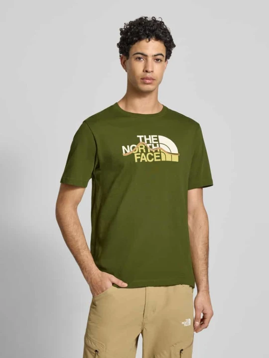 Zdjęcie produktu T-shirt o kroju regular fit z czystej Bawełna Model 'MOUNTAIN LINE' The North Face Zielony
