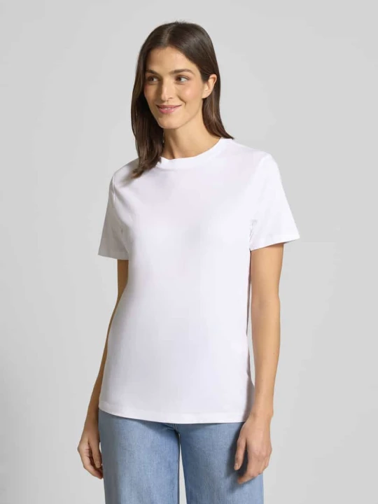 Zdjęcie produktu T-shirt o kroju regular fit z czystej bawełny model ‘MYESSENTIAL’ Selected Biały