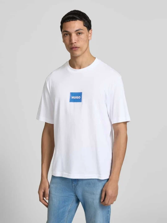 Zdjęcie produktu T-shirt o kroju regular fit z czystej bawełny model 'NAYONIX' Hugo Biały