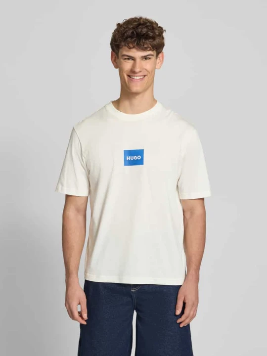 Zdjęcie produktu T-shirt o kroju regular fit z czystej bawełny model 'NAYONIX' Hugo Złamany biały