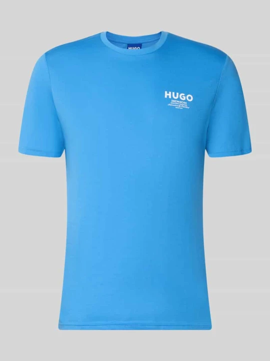 Zdjęcie produktu t-shirt o kroju regular fit z czystej bawełny model 'Nesptee' Hugo Jasnoniebieski
