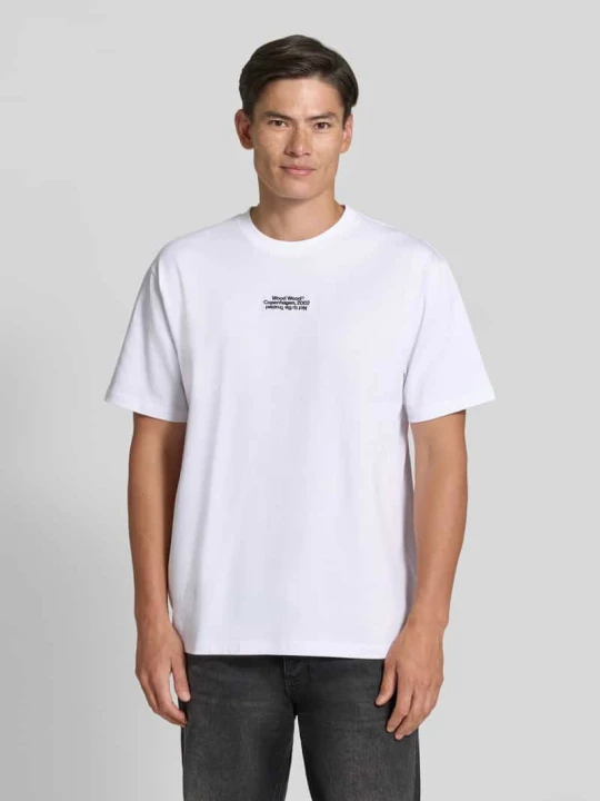 Zdjęcie produktu t-shirt o kroju regular fit z czystej bawełny model 'Oliver' Wood Wood Biały