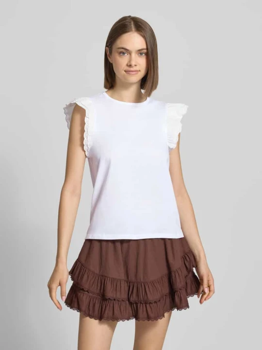 Zdjęcie produktu t-shirt o kroju regular fit z czystej bawełny model 'PANDRIA' Pieces Biały