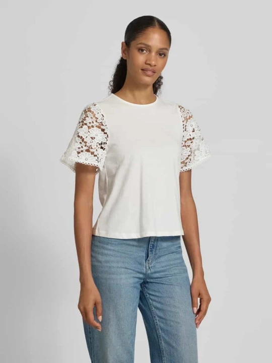 Zdjęcie produktu T-shirt o kroju regular fit z czystej bawełny model ‘PANNA’ Vero Moda Biały