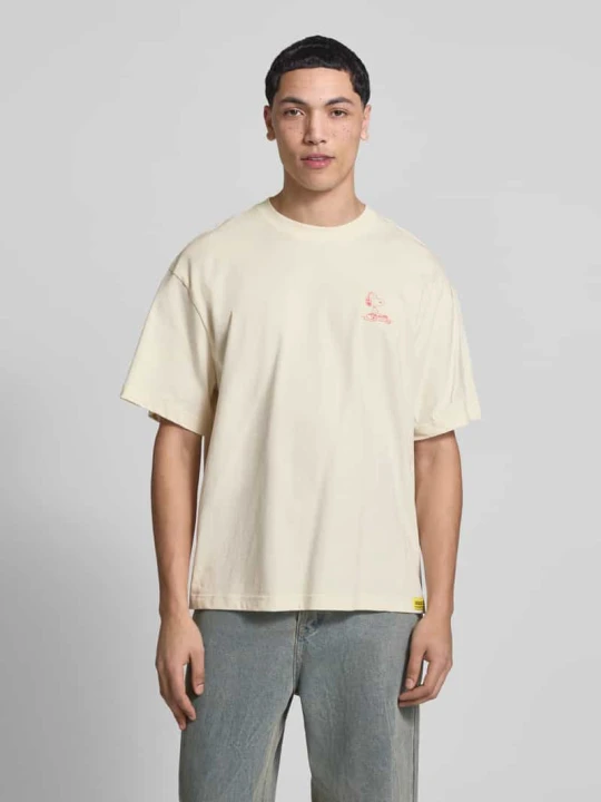 Zdjęcie produktu T-shirt o kroju regular fit z czystej bawełny model 'PEANUTS' Only & Sons Złamany biały