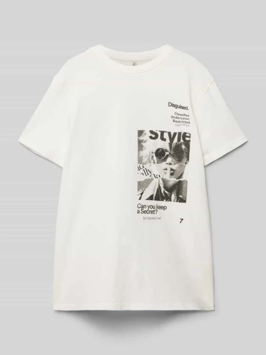 Zdjęcie produktu T-shirt o kroju regular fit z czystej bawełny model ‘PERNILLE’ Only Biały