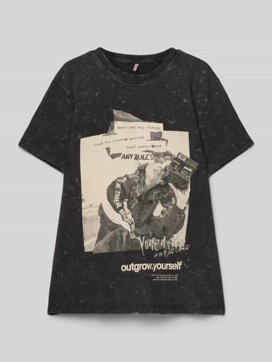 Zdjęcie produktu T-shirt o kroju regular fit z czystej bawełny model ‘PERNILLE’ Only Czarny