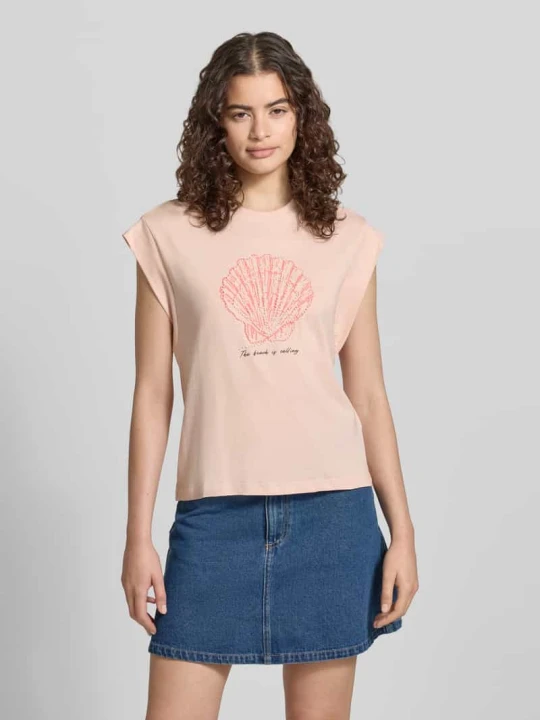 Zdjęcie produktu T-shirt o kroju regular fit z czystej bawełny model 'SHELINA' Only Różowy