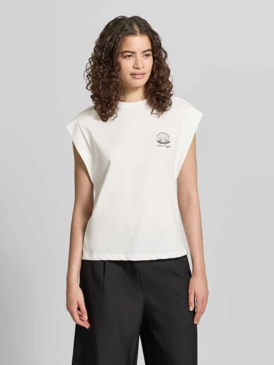 Zdjęcie produktu T-shirt o kroju regular fit z czystej bawełny model 'SHELINA' Only Złamany biały