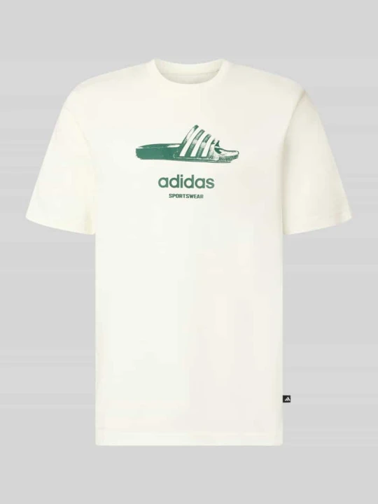 Zdjęcie produktu t-shirt o kroju regular fit z czystej bawełny model 'SLIDE' Adidas Złamany biały