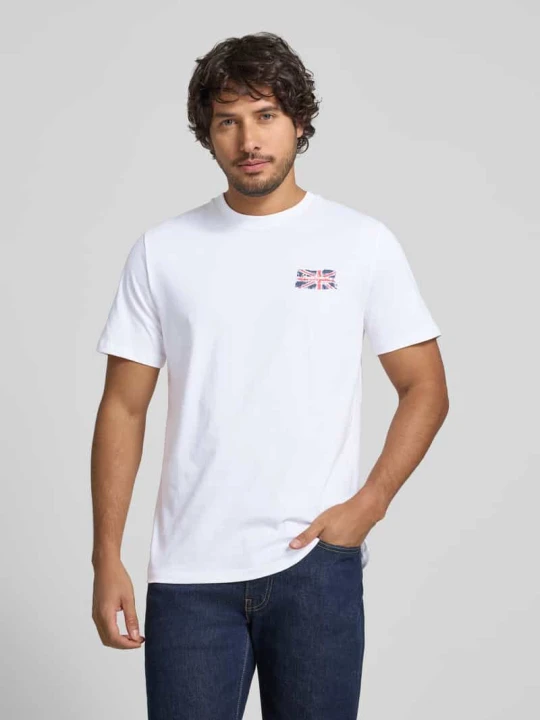 Zdjęcie produktu t-shirt o kroju regular fit z czystej bawełny model 'SMALL FLAG' Pepe Jeans Biały