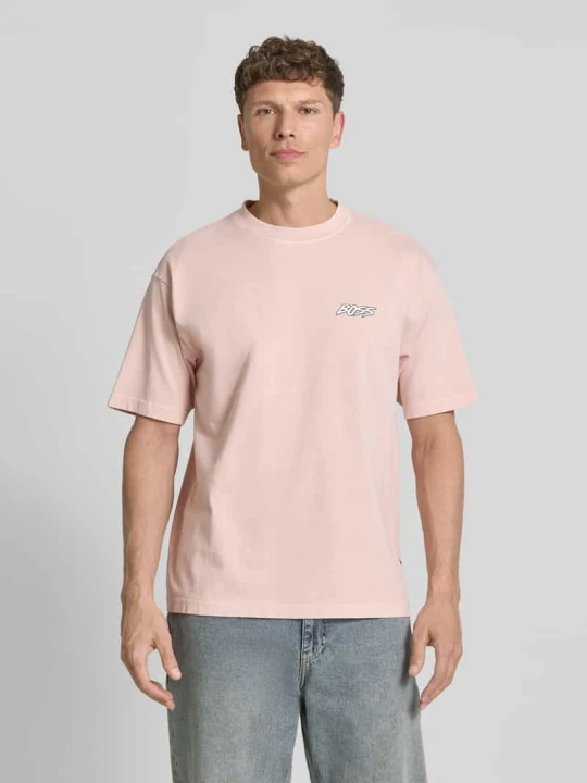 Zdjęcie produktu t-shirt o kroju regular fit z czystej bawełny model 'SURFWASH' Boss Jasnoróżowy